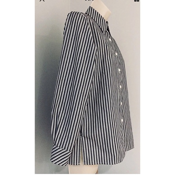 FOXCROFT Sz 4P Striped Modern Gray White Shirt - Picture 3 of 8